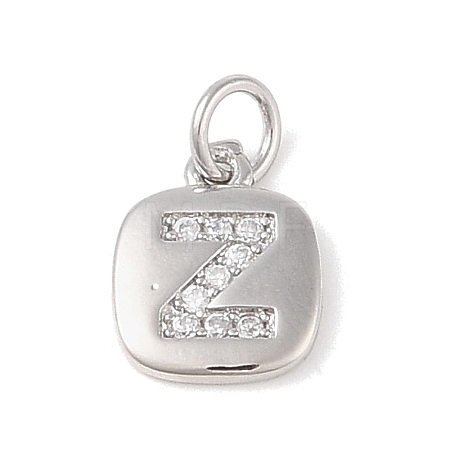 Rack Plating Brass Micro Pave CLear Cubic Zirconia Charms KK-E110-14P-Z-1