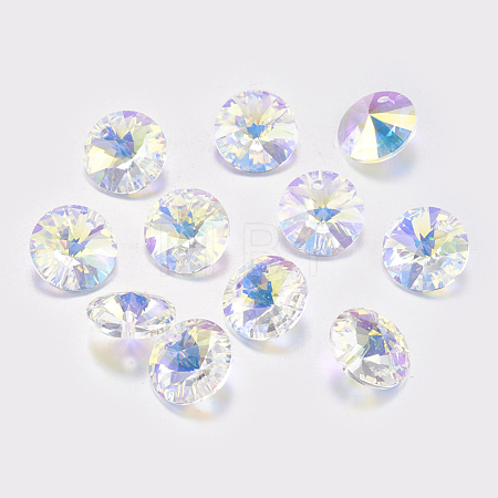 Faceted Glass Rhinestone Charms RGLA-F049-12mm-001AB-1
