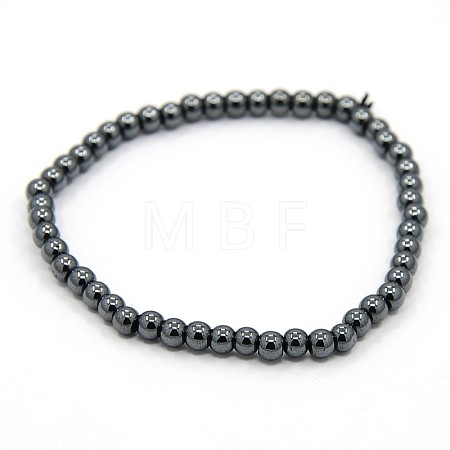 Elastic Non-Magnetic Synthetic Hematite Beaded Stretch Bracelets BJEW-O017-02-1