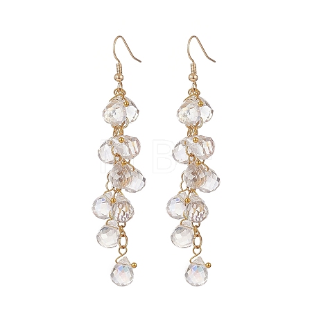 Glass Teardrop Cluster Dangle Earrings EJEW-JE05215-01-1
