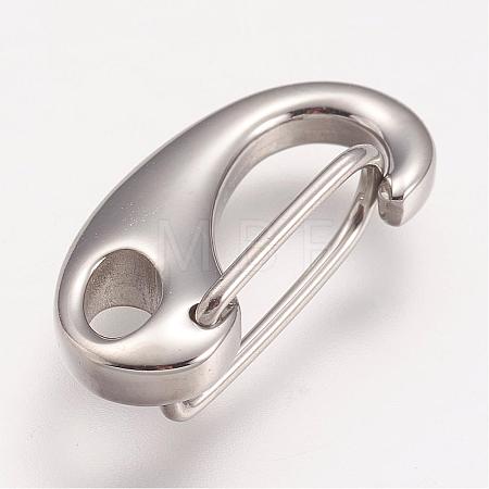 Tarnish Resistant 304 Stainless Steel Push Gate Snap Keychain Clasp Findings STAS-F083-06P-1