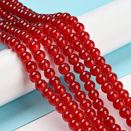 Baking Paint Imitation Jade Glass Round Bead Strands DGLA-Q021-6mm-29-1