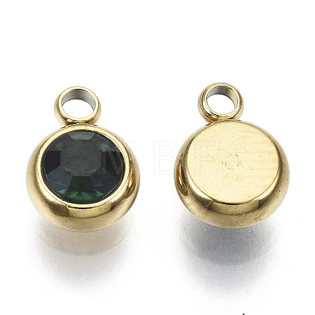 PVD Vacuum Plating 201 Stainless Steel Rhinestone Charms STAS-S068-05G-1