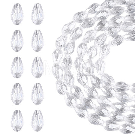 5 Strands Transparent Teardrop Glass Beads Strands GLAA-TA0004-21A-1