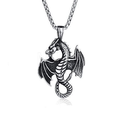 Pterosaur Alloy Popcorn Chain Pendant Necklaces for Men LS-PW-WGDFCB3-01-1