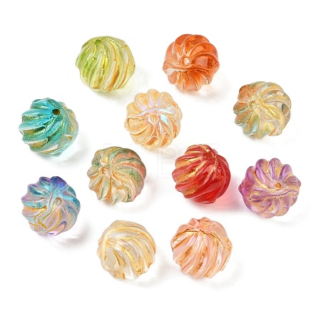 Baking Paint and Golden Metal Enlaced Glass Beads DGLA-T004-20M-1
