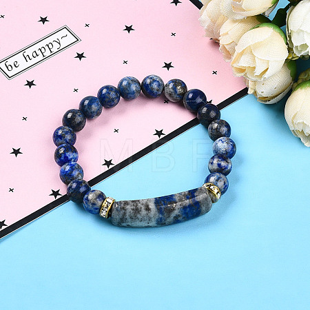 Natural Lapis Lazuli Beads Stretch Bracelets BJEW-T022-04H-1