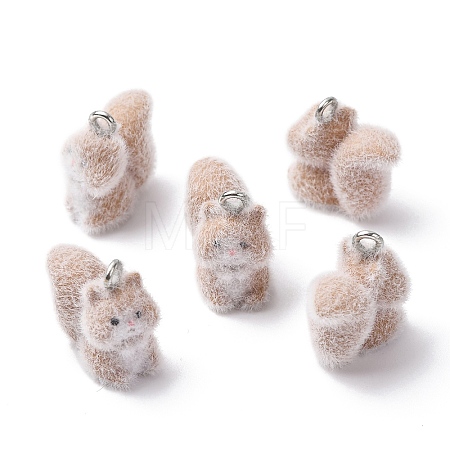 Animal Flocking Resin Pendants RESI-A049-03E-1