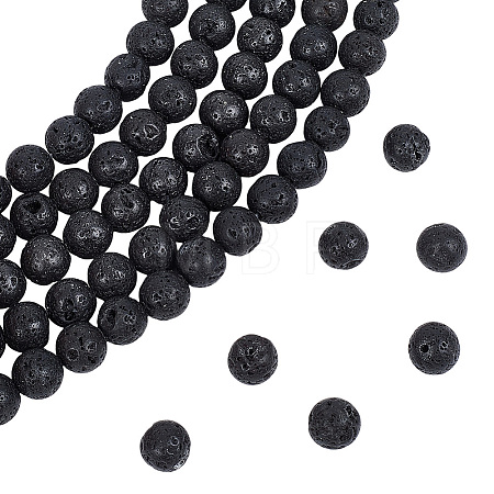 5 Strands Natural Lava Rock Round Beads Strands G-LT0001-02B-02-1