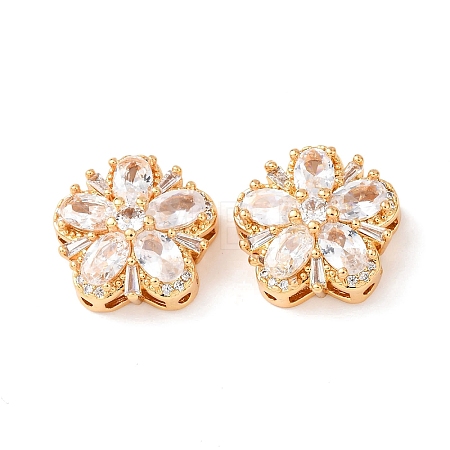 Brass Micro Pave Cubic Zirconia Beads KK-A284-19G-04-1