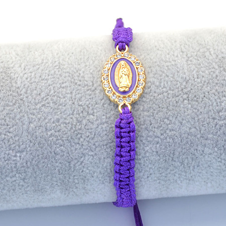 Religion Alloy Rhinestone and Enamel Link Bracelets FS-WG5574D-16-1
