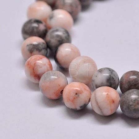 Natural Pink Zebra Jasper Beads Strands X-G-P231-01-4mm-1
