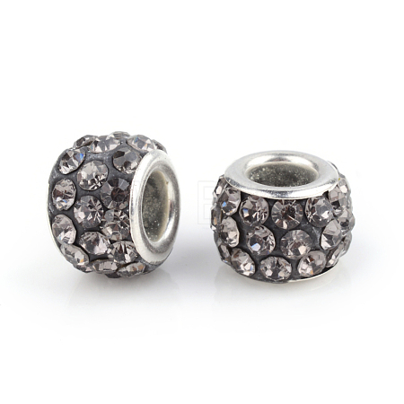Polymer Clay Rhinestone European Beads CPDL-S007-10-1