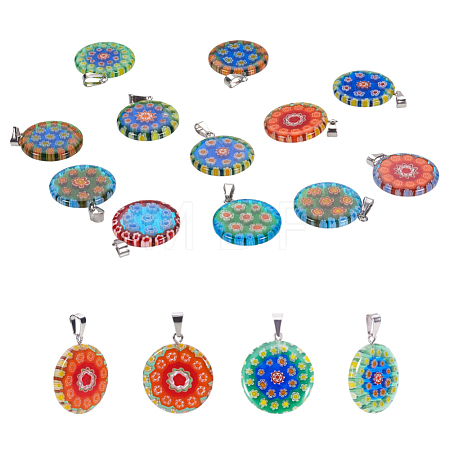 Handmade Millefiori Lampwork Pendants LAMP-S191-08-1