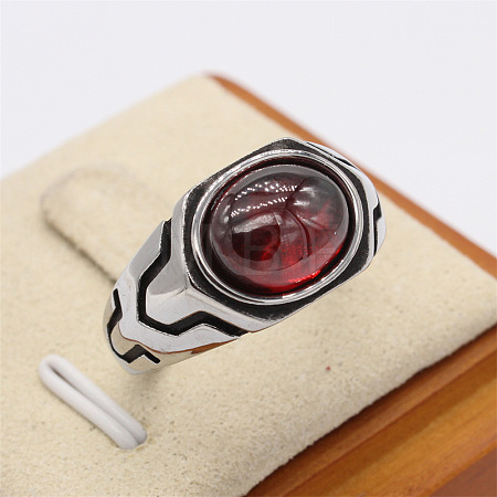 316L Surgical Stainless Steel and Synthetic Gemstone Finger Rings for Men FS-WG3E90C-28-1