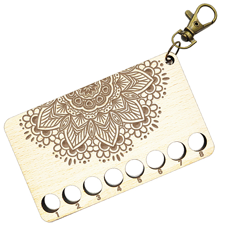 Mandala Flower Pattern 8-Position Wood Embroidery Thread Storage Trays TOOL-WH0056-001-1