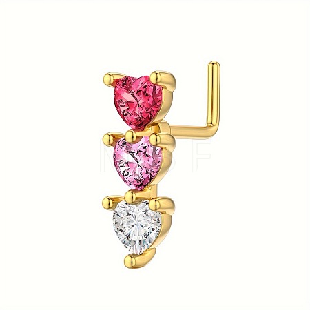 Brass Pave Colorful Cubic Zirconia L-Shaped Nose Rings FS-WG9779A-05-1