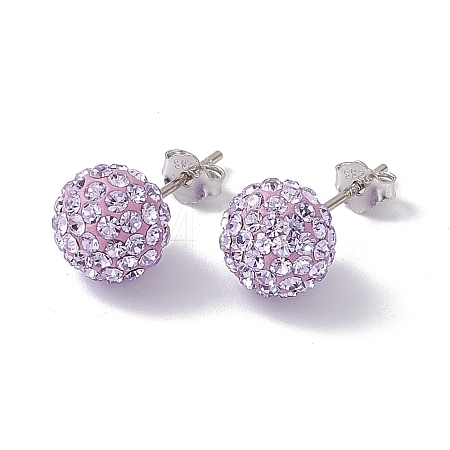 Gifts for Her Valentines Day 925 Sterling Silver Austrian Crystal Rhinestone Ball Stud Earrings for Girl Q286H191-1