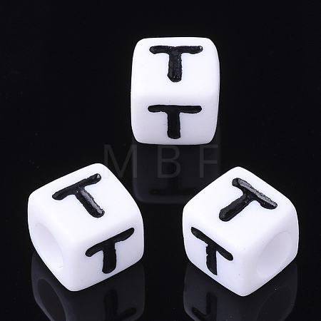 Acrylic Horizontal Hole Letter Beads X-PL37C9129-T-1