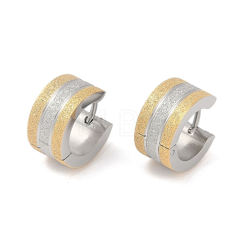 Gold Flash Sand 304 Stainless Steel Hoop Earrings  EJEW-M001-06C-P-1