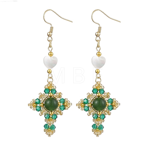 Natural Mixed Stone & Glass Seed Beads Dangle Earrings for Women EJEW-MZ00213-05-1