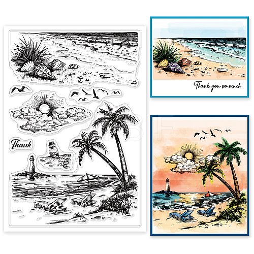 Custom Summer Theme PVC Plastic Clear Stamps DIY-WH0631-0021-1