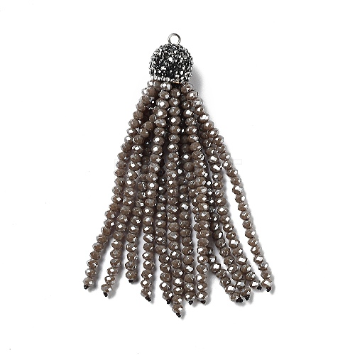 Electroplate Glass Bead Tassel Big Pendants EGLA-P023-06-1