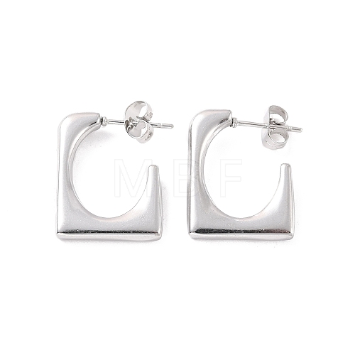 304 Stainless Steel Rectangle Stud Earrings EJEW-P198-03P-1