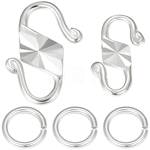 4Pcs 2 Size 925 Sterling Silver S-Hook Clasps FIND-BBC0002-74S-1