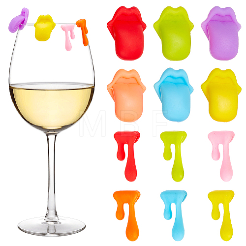  2 Sets 2 Style Silicone Wine Glass Charms DIY-NB0010-54-1