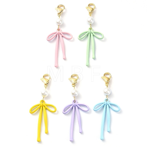 Bowknot Alloy Pendant Decorations HJEW-JM02210-1