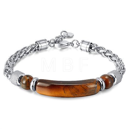 Dyed Natural Tiger Eye Curved Rectangle Link Bracelet SB0264-2-1