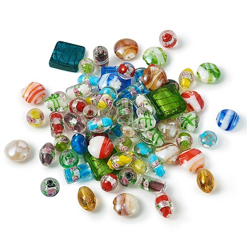 Craftdady Handmade Silver Foil Lampwork Glass Beads FOIL-CD0001-01-1