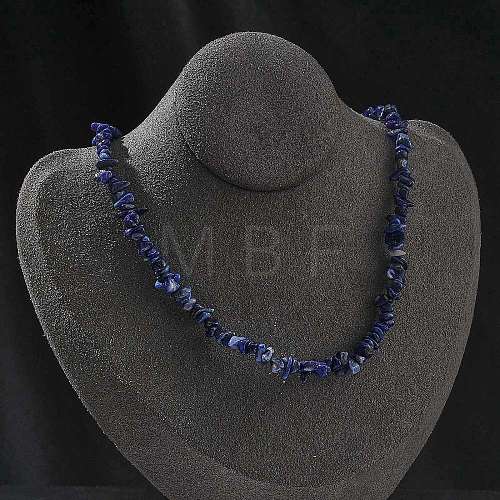 Natural Sodalite Chip Beaded Necklaces for Men Women NJEW-G159-01F-1