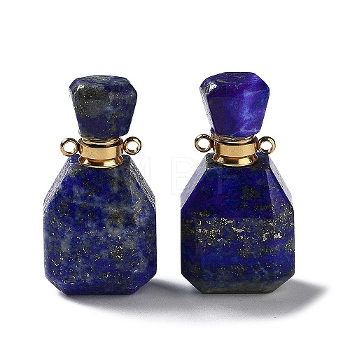 Natural Lapis Lazuli Faceted Perfume Bottle Pendants G-A026-11B-1