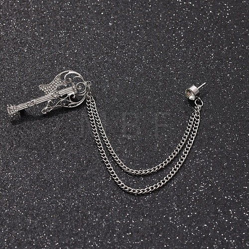 British Style Alloy Crystal Rhinestone Hanging Chain Brooch PW-WG82507-01-1