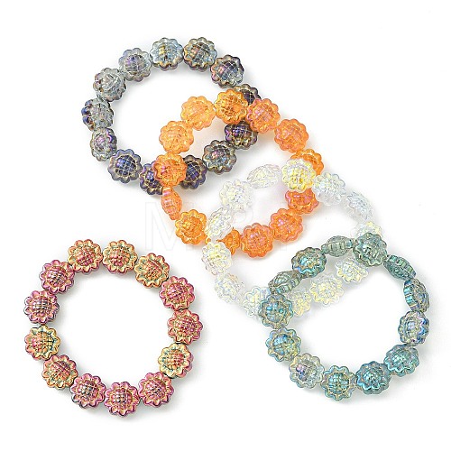 Bling Glass Sunflower Beaded Stretch Bracelets BJEW-JB09498-1