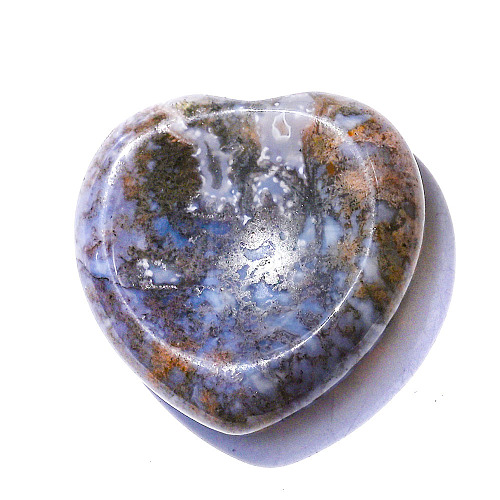 Natural Indian Agate Heart Worry Stone for Reiki Balancing PW-WG62388-11-1