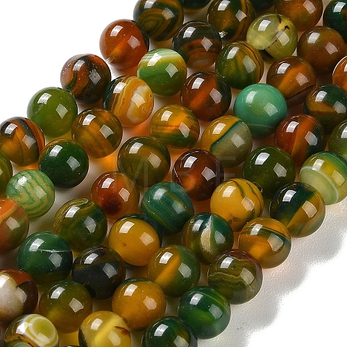 Natural Striped Agate/Banded Agate Beads Strands G-Z060-A01-B18-1