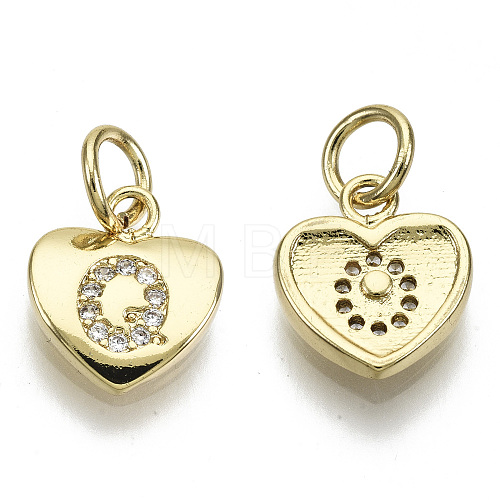Brass Micro Pave Clear Cubic Zirconia Charms KK-N227-34Q-NF-1