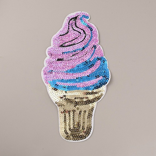 Ice-cream Sew on PVC Sequins Patches PATC-WH0001-89C-1