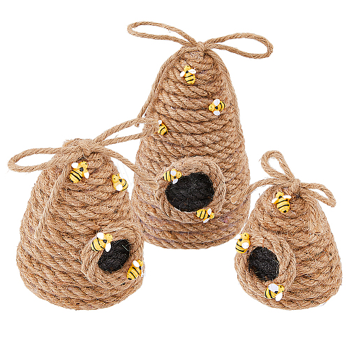 DICOSMETIC 3Pcs 3 Styles Jute Cord Handmade Knitting Crochet Artificial Honeycomb DJEW-DC0001-06-1