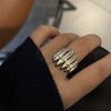Brass Pave Clear Cubic Zirconia Cuff Open Rings for Women WG3D42E-05-2