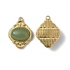 PVD Vacuum Plating 201 Stainless Steel Natural Green Aventurine Pendants STAS-C064-VC881-3