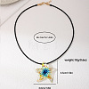 Summer Beach Starfish Transparent Glass Pendant Black Waxed Cord Necklaces for Women FS-WG29C72-01-4