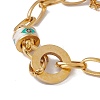 Enamel Horse Eye Column Beaded Bracelet with Paperclip Chains BJEW-P284-10A-G-3