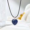 Natural Lapis Lazuli Heart Pendant Black Cord Necklaces LS-NI9317-19-1