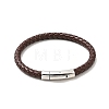 Leather Braided Cord Bracelet with 304 Stainless Steel Clasp for Men Women BJEW-C021-09-2