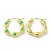 Ion Plating(IP) 304 Stainless Steel Hexagon Hoop Earrings with Enamel for Women EJEW-G293-17A-G-2