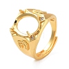 Rack Plating Oval Brass Micro Pave Cubic Zirconia Wide Adjustable Ring Components KK-Q819-13G-1